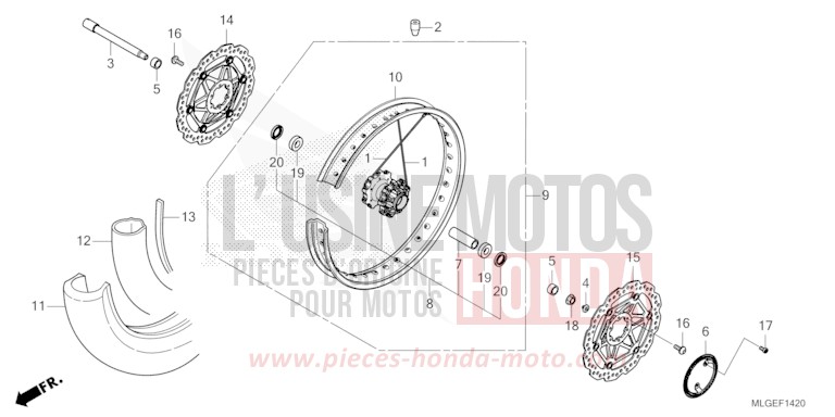 FRONT WHEEL (1) for CRF1100D GLINT WAVE BLUE METALLIC (B197X) from 2023
