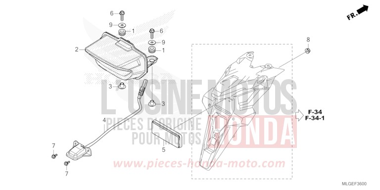 TAILLIGHT/LICENSE LIGHT for CRF1100D MAT BALLISTIC BLACK METALLIC (NHA86) from 2023