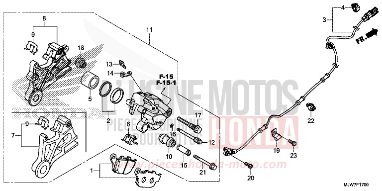 REAR BRAKE CALIPER for CB500F ROSS WHITE (NH196) from 2016