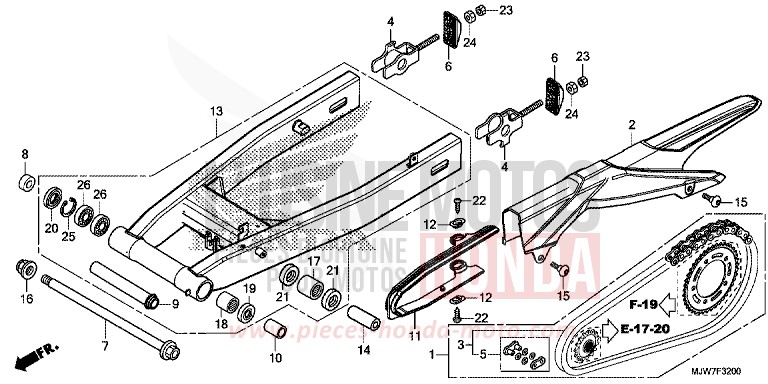 SWINGARM for CB500F ROSS WHITE (NH196) from 2016