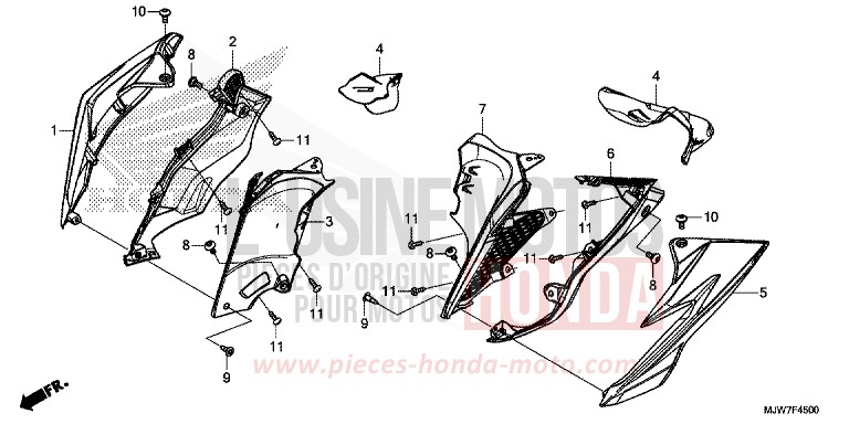 MIDDLE COWL for CB500F ROSS WHITE (NH196) from 2016