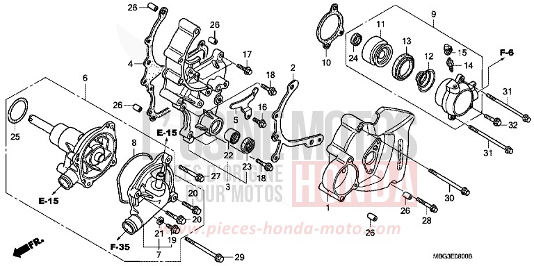 COUVERCLE GAUCHE/POMPE A EAU for   from 