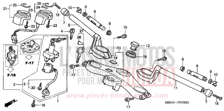 TUYAU DE GUIDON/PONT SUPERIEUR for   from 