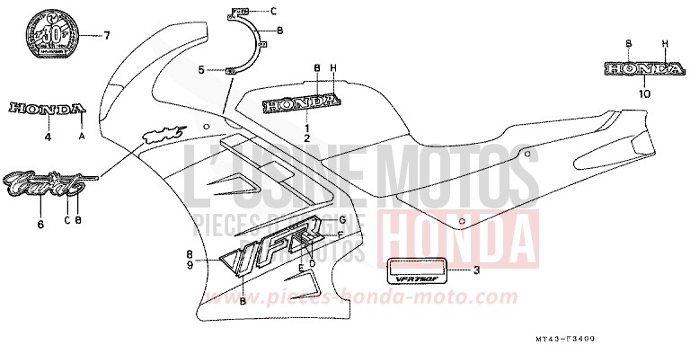 RAYURE/MARQUE (1) (VFR750FL/FM-CM) for   from 