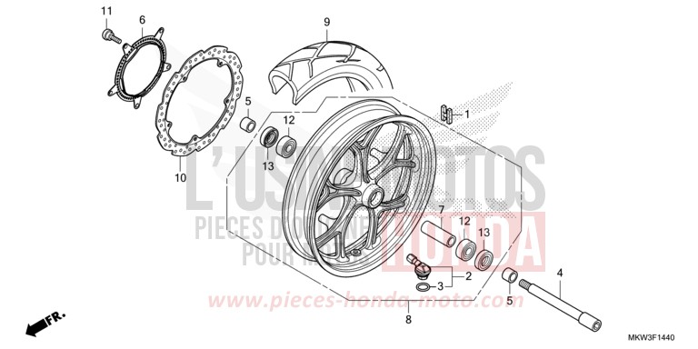 FRONT WHEEL for NC750XD GLINT WAVE BLUE METALLIC (B197) from 2021