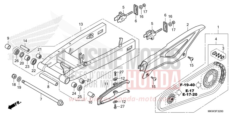 SWINGARM for NC750XD GLINT WAVE BLUE METALLIC (B197) from 2021