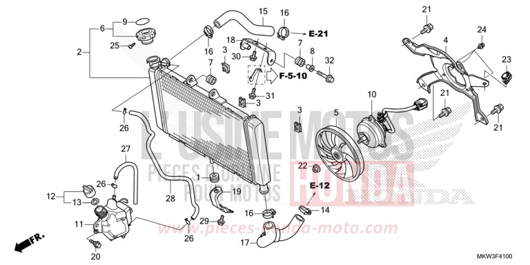 RADIATOR for NC750XD GLINT WAVE BLUE METALLIC (B197) from 2021