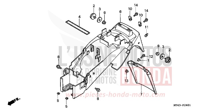 GARDE-BOUE ARRIERE (VFR750FR/FS/FT/FV) for   from 