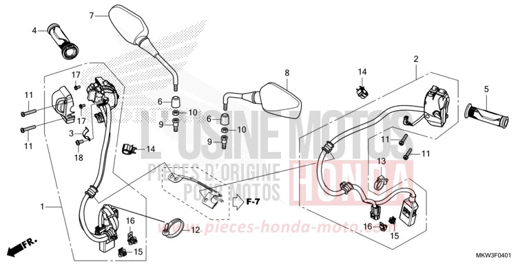 SWITCH/GRIP/MIRROR (NC750XD) for NC750XD GRAND PRIX RED (R380) from 2021
