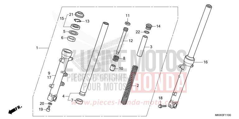 FRONT FORK for NC750XD GRAND PRIX RED (R380) from 2021