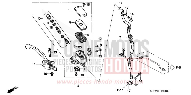 MAITRE-CYLINDRE FREIN AV. (VFR800) for   from 