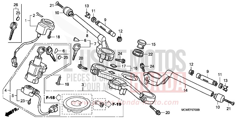 TUYAU DE GUIDON/PONT SUPERIEUR for   from 