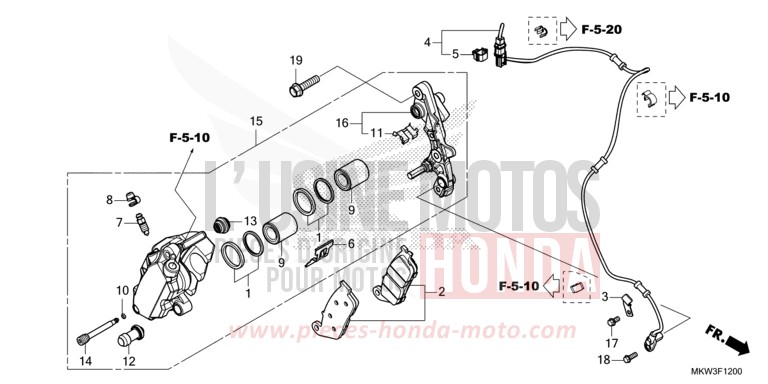 FRONT BRAKE CALIPER for NC750XD MAT BALLISTIC BLACK METALLIC (NHA86) from 2021