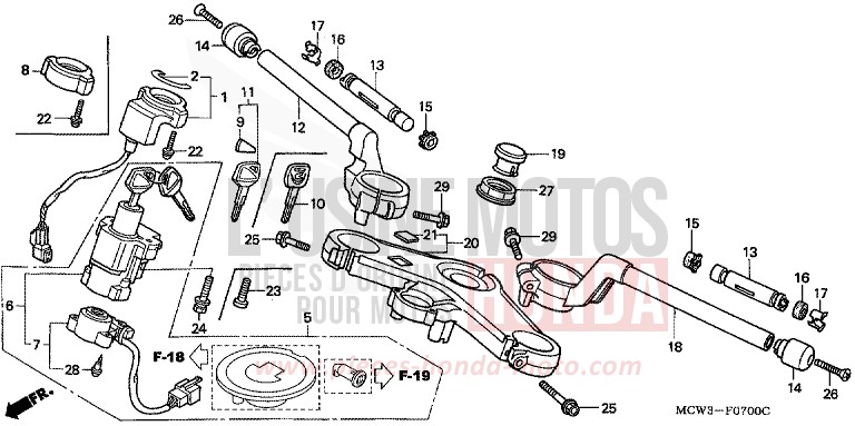 TUYAU DE GUIDON/PONT SUPERIEUR for   from 
