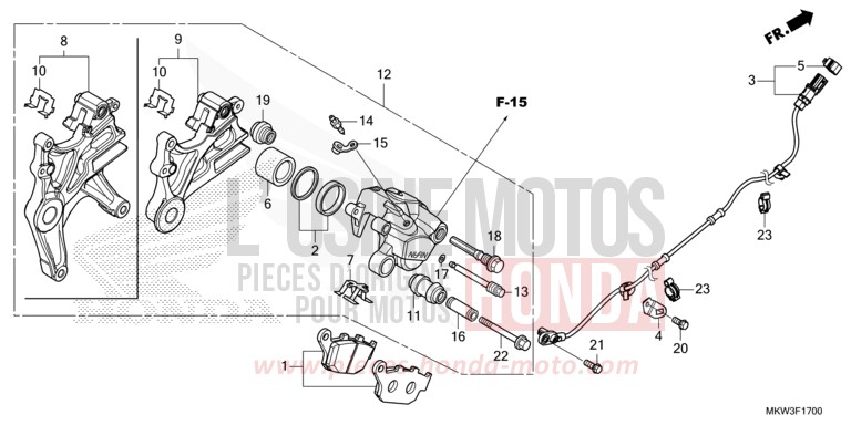 REAR BRAKE CALIPER for NC750XD MAT BALLISTIC BLACK METALLIC (NHA86) from 2021
