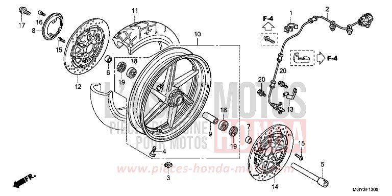 ROUE AVANT for Crossrunner GRAPHITE BLACK (NHB01) from 2011