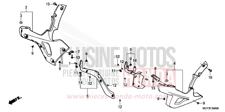 CAPOT INFERIEUR for Crossrunner GRAPHITE BLACK (NHB01) from 2011