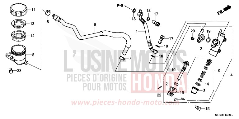 MAITRE-CYLINDRE FREIN AR. for Crossrunner PEARL FADELESS WHITE (NH341) from 2011