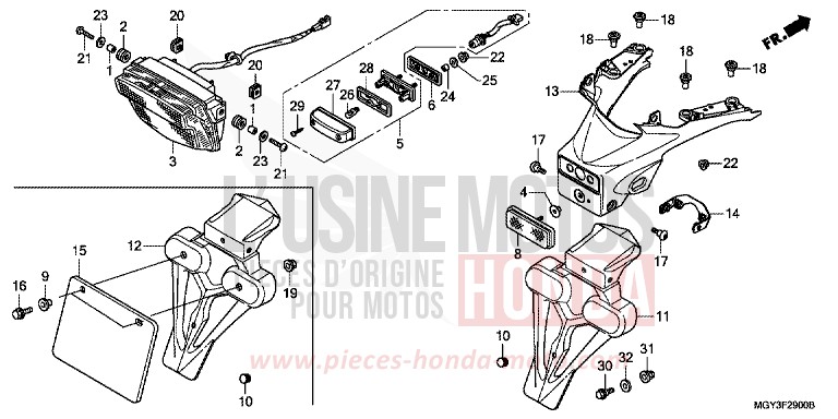 FEU ARRIERE for Crossrunner PEARL FADELESS WHITE (NH341) from 2011