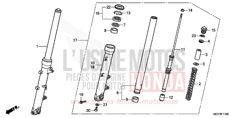FOURCHETTE AVANT for Crossrunner MAT BULLET SILVER (NH389) from 2012