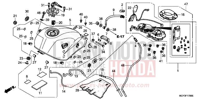 RESERVOIR A CARBURANT/POMPE A CARBURANT for Crossrunner MAT BULLET SILVER (NH389) from 2012