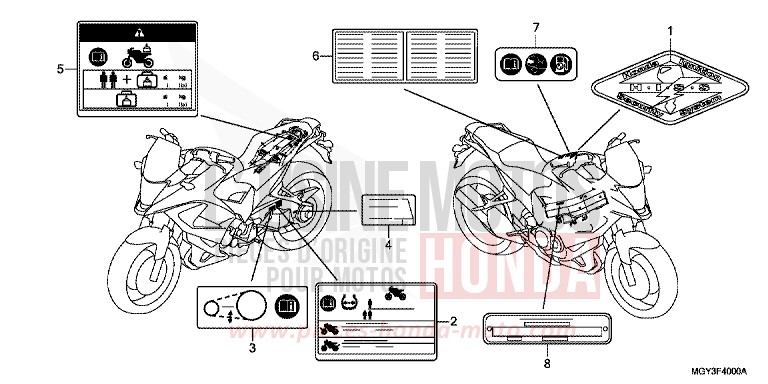 ETIQUETTE DE PRECAUTIONS for Crossrunner MAT BULLET SILVER (NH389) from 2012