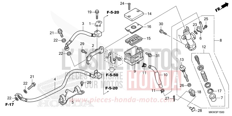 REAR BRAKE MASTER CYLINDER for NC750XD PEARL GLARE WHITE (NHB53) from 2021