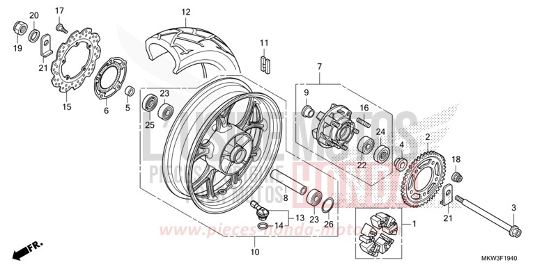 REAR WHEEL for NC750XD PEARL GLARE WHITE (NHB53) from 2021
