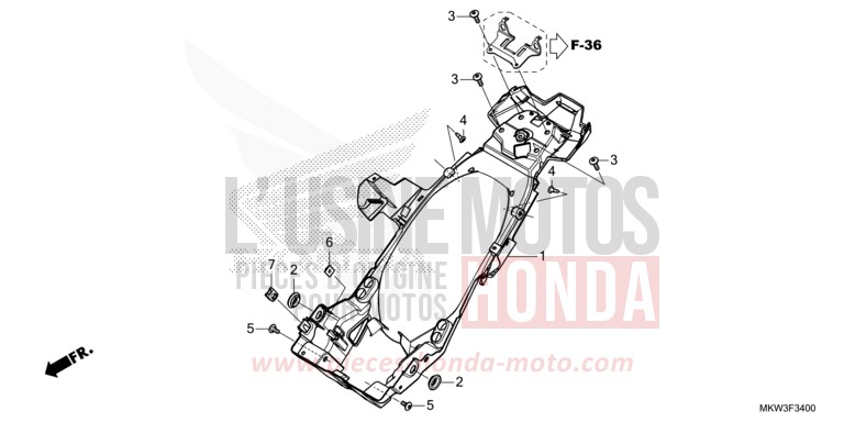 REAR FENDER for NC750XD PEARL GLARE WHITE (NHB53) from 2021