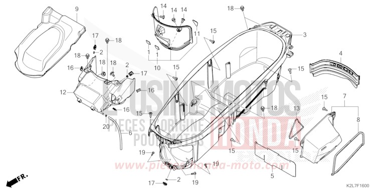 LUGGAGE BOX for ADV350A SPANGLE SILVER METALLIC (NHA49) from 2023