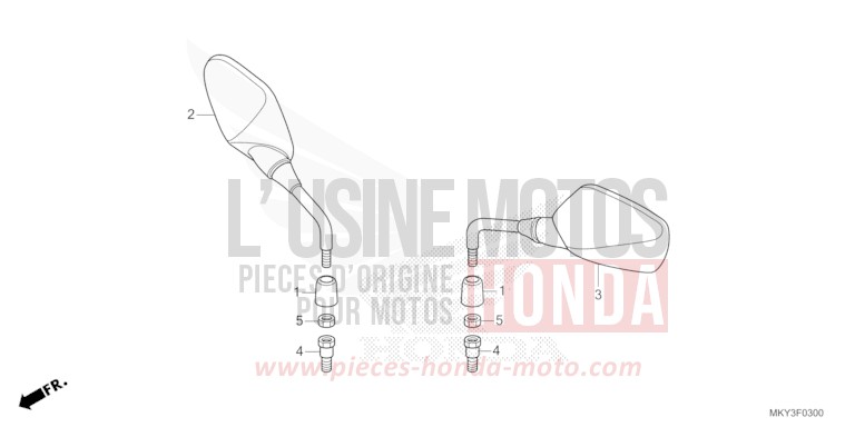 MIRROR (CB650RA) for CB650R MAT GUNPOWDER BLACK METALLIC (NH436) from 2023