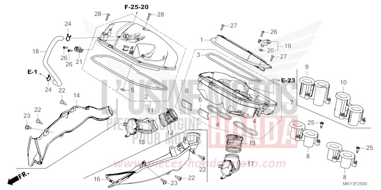 AIR CLEANER for CB650R CANDY CHROMOSPHERE RED (R381) from 2023