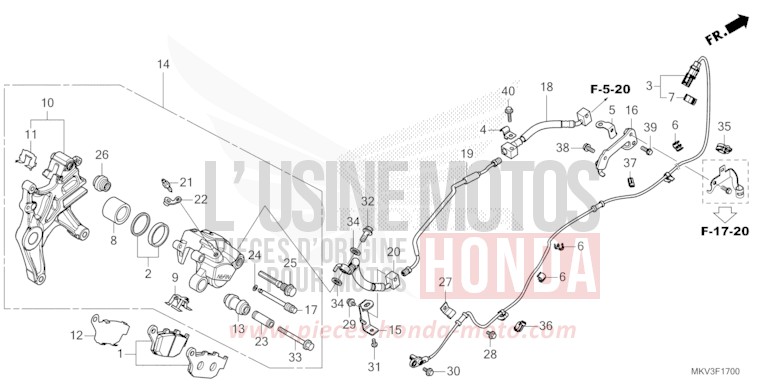 REAR BRAKE CALIPER for NSS750 PEARL GLARE WHITE (NHB53) from 2023