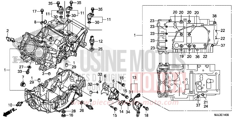 CRANKCASE for NC750XA CANDY ARCADIAN RED (R305) from 2014