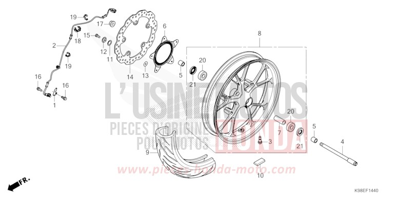 FRONT WHEEL for CB125R CANDY CHROMOSPHERE RED (R381) from 2023