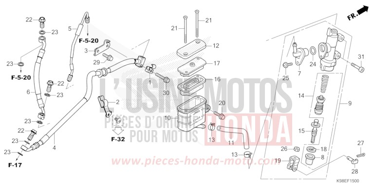 REAR BRAKE MASTER CYLINDER for CBF125N CANDY CHROMOSPHERE RED (R381) from 2023