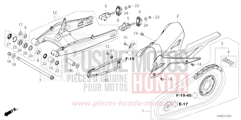 SWINGARM for CBF125N CANDY CHROMOSPHERE RED (R381) from 2023