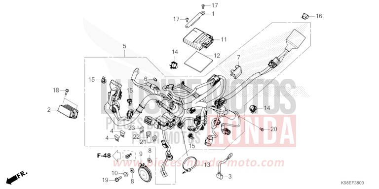 WIRE HARNESS for CBF125N CANDY CHROMOSPHERE RED (R381) from 2023
