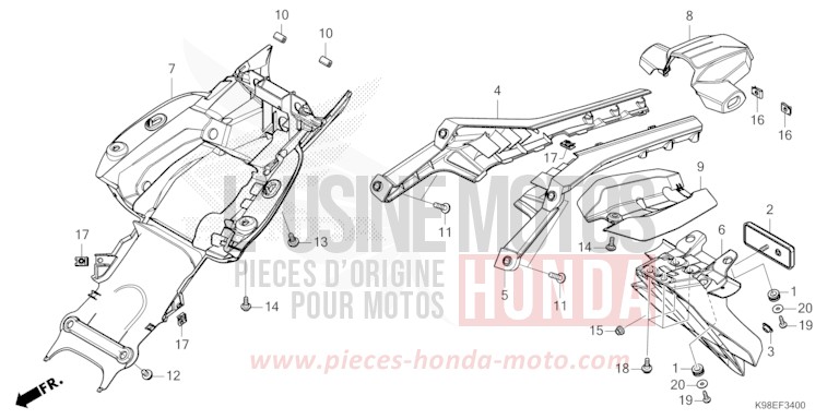 REAR FENDER for CBF125N MAT CRYPTON SILVER MATALLIC (NHA40) from 2023