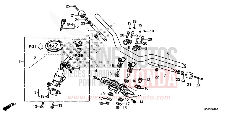 HANDLE PIPE/TOP BRIDGE for CBF300NA CANDY CHROMOSPHERE RED (R381) from 2019