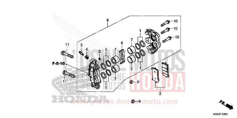 FRONT BRAKE CALIPER for CBF300NA CANDY CHROMOSPHERE RED (R381) from 2019