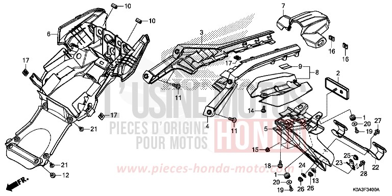 REAR FENDER for CBF300NA CANDY CHROMOSPHERE RED (R381) from 2019