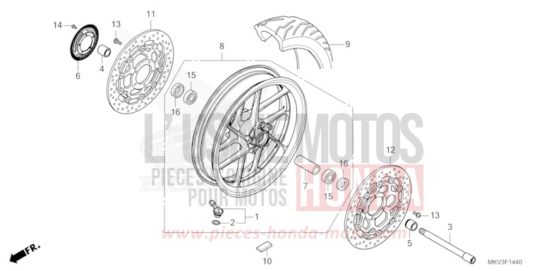 FRONT WHEEL for NSS750 CANDY CHROMOSPHERE RED (R381) from 2022