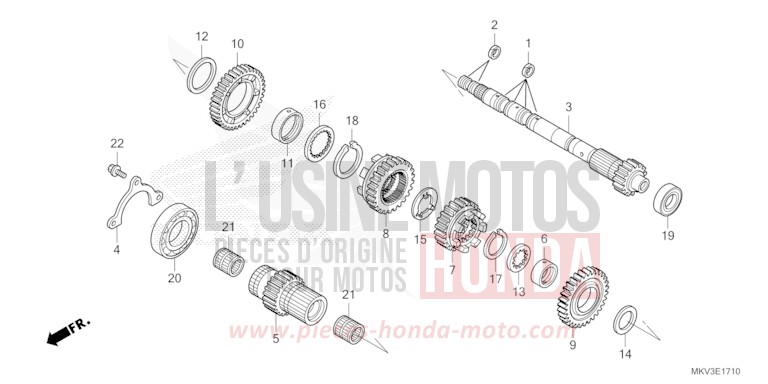 TRANSMISSION (MAINSHAFT) for NSS750 MAT BETA SILVER METALLIC (NHC08) from 2022