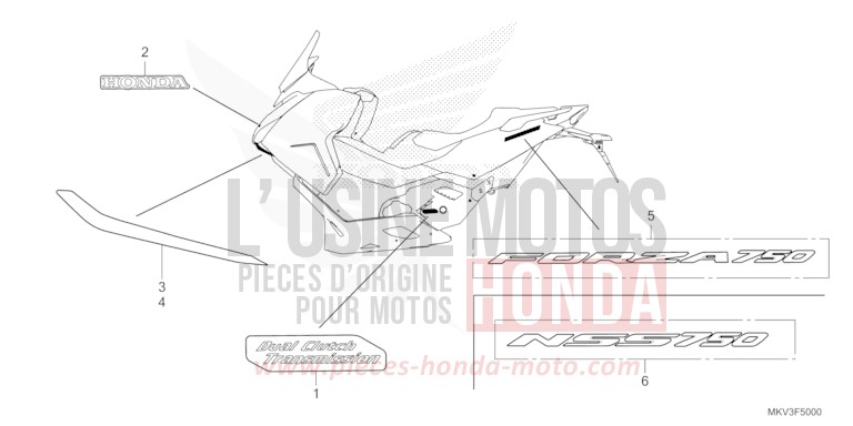 MARK/EMBLEM for NSS750 MAT BETA SILVER METALLIC (NHC08) from 2022