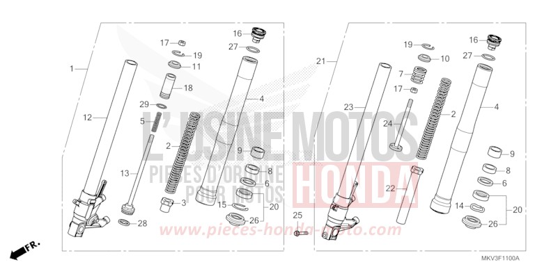 FRONT FORK for NSS750 MAT JEANS BLUE MATALLIC (PB417) from 2022