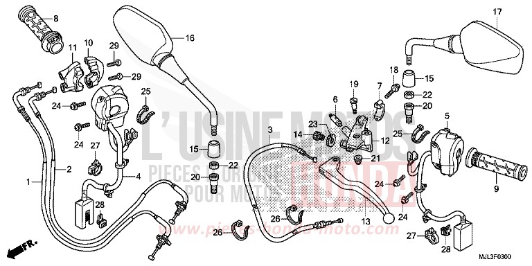 HANDLE LEVER/SWITCH/CABLE (NC750X/XA) for NC750XA GRAPHITE BLACK (NHB01) from 2014