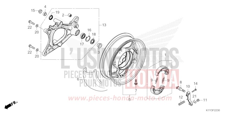REAR WHEEL/SWINGARM (WW125/A-ED,2ED,RU) for WW125 MAT SUIT BLUE METALLIC (PB434) from 2023