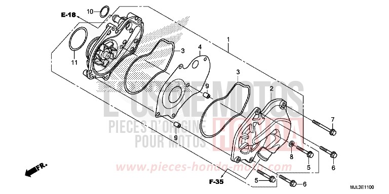 WATER PUMP for NC750XA SWORD SILVER METALLIC (NHA95) from 2014