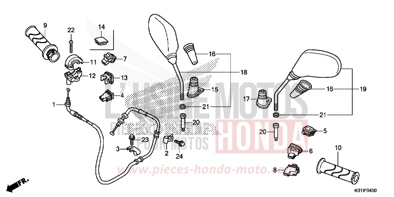 SWITCH/CABLE/MIRROR for SH125 PEARL SIENA RED (R320) from 2014